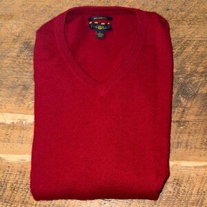 Club Room Men's Bold Red V-Neck 100% Cashmere Sweater
